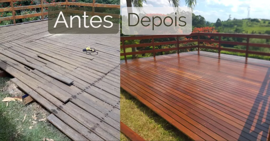 Manutenção de Deck de Madeira em Tacos de Cumaru de primeira